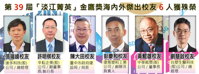 第39届「淡江菁英」金鹰奖海内外杰出校友6人获殊荣